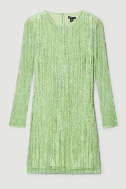 Top 10 🛒 Karen Millen Crystal Embellished Fringed Mini 👗 Dress 🔔 11 Top 10 🛒 Karen Millen Crystal Embellished Fringed Mini 👗 Dress 🔔 -OCCASION DRESSES Sale2023 bkk05760 green xl 3