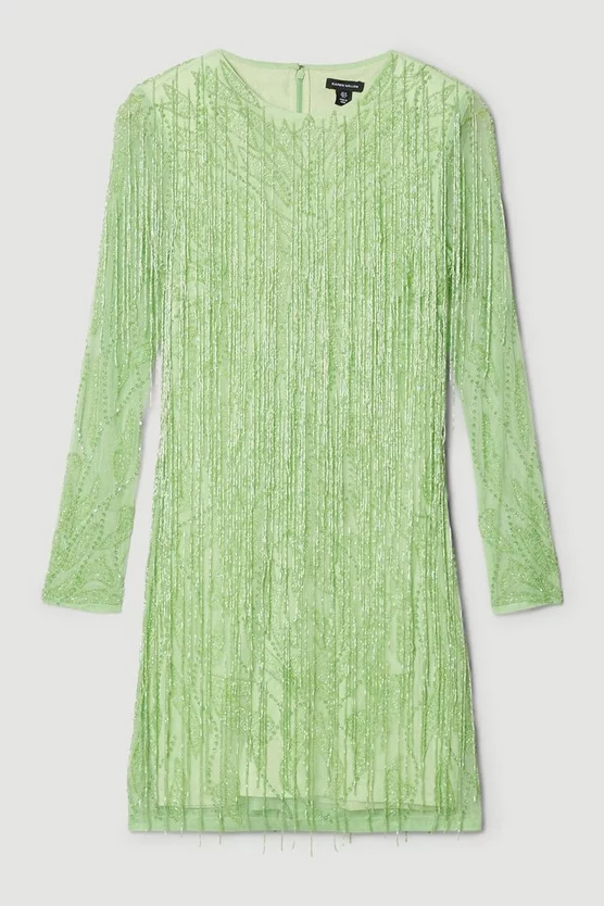 Top 10 🛒 Karen Millen Crystal Embellished Fringed Mini 👗 Dress 🔔 6 Top 10 🛒 Karen Millen Crystal Embellished Fringed Mini 👗 Dress 🔔 - Image 4