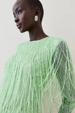 Top 10 🛒 Karen Millen Crystal Embellished Fringed Mini 👗 Dress 🔔 12 Top 10 🛒 Karen Millen Crystal Embellished Fringed Mini 👗 Dress 🔔 -OCCASION DRESSES Sale2023 bkk05760 green xl 4
