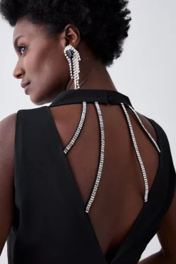 Brand new 😍 Karen Millen Crystal Fringe Diamante Back Pencil Midi 👗 Dress 🥰 -OCCASION DRESSES Sale2023 bkk06072 black xl 2