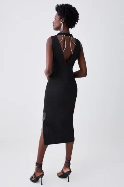 Brand new 😍 Karen Millen Crystal Fringe Diamante Back Pencil Midi 👗 Dress 🥰 -OCCASION DRESSES Sale2023 bkk06072 black xl 4