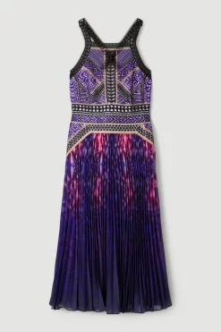 Cheapest ⭐ Karen Millen Plus Size Geo Guipure Metallic Woven Midi 🎉 -OCCASION DRESSES Sale2023 bkk06139 purple xl 3