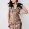 Best reviews of ✨ Karen Millen Feather Strap Jacquard Mini 👗 Dress 🛒 -OCCASION DRESSES Sale2023 bkk06232 gold xl