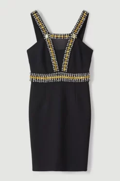 Discount ✔️ Karen Millen Embellished Halter Figure Form Mini 👗 Dress 😀 -OCCASION DRESSES Sale2023 bkk06324 black xl 3