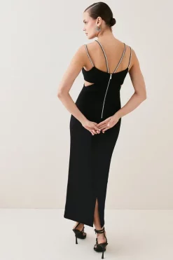 Deals ❤️ Karen Millen Figure Form Crystal Embellished Midi 👗 Dress 🌟 -OCCASION DRESSES Sale2023 bkk06440 black xl 2