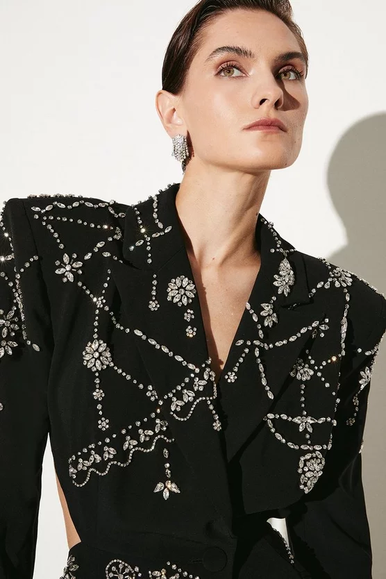 Hot Sale 😀 Karen Millen Crystal Embellished Cady Blazer 👗 Dress 🔔 4 Hot Sale 😀 Karen Millen Crystal Embellished Cady Blazer 👗 Dress 🔔 - Image 2