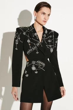 Hot Sale 😀 Karen Millen Crystal Embellished Cady Blazer 👗 Dress 🔔 11 Hot Sale 😀 Karen Millen Crystal Embellished Cady Blazer 👗 Dress 🔔 -OCCASION DRESSES Sale2023 bkk06448 black xl 2