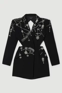 Hot Sale 😀 Karen Millen Crystal Embellished Cady Blazer 👗 Dress 🔔 12 Hot Sale 😀 Karen Millen Crystal Embellished Cady Blazer 👗 Dress 🔔 -OCCASION DRESSES Sale2023 bkk06448 black xl 3