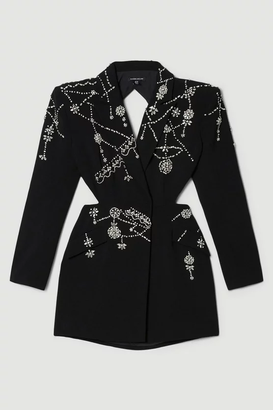 Hot Sale 😀 Karen Millen Crystal Embellished Cady Blazer 👗 Dress 🔔 6 Hot Sale 😀 Karen Millen Crystal Embellished Cady Blazer 👗 Dress 🔔 - Image 4