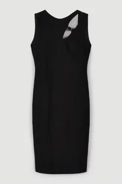 Buy 💯 Karen Millen Compact Stretch Chain Detail Pencil Midi 👗 Dress 🔔 -OCCASION DRESSES Sale2023 bkk06492 black xl 3