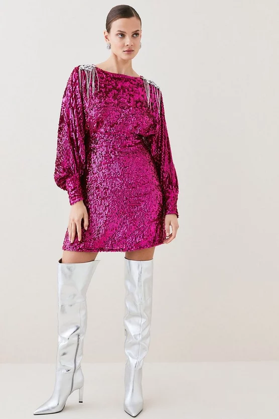 Deals ๐ Karen Millen Sequin Crystal Embellished Woven Mini ๐ Dress ๐ 4 Deals ๐ Karen Millen Sequin Crystal Embellished Woven Mini ๐ Dress ๐ - Image 2