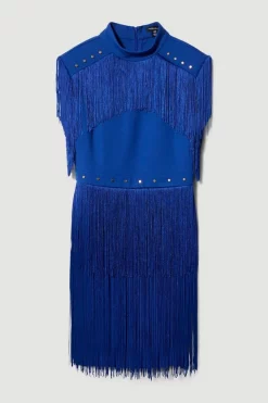 Hot Sale 🛒 Karen Millen Fringed Ponte Detail Midi 👗 Dress ❤️ -OCCASION DRESSES Sale2023 bkk06584 electric20blue xl 3