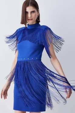 Hot Sale 🛒 Karen Millen Fringed Ponte Detail Midi 👗 Dress ❤️ -OCCASION DRESSES Sale2023 bkk06584 electric20blue xl 4