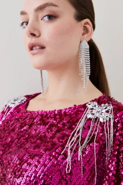 Best Pirce 🔥 Karen Millen Plus Sequin & Crystal Embellished Woven 👗 Dress 🥰 -OCCASION DRESSES Sale2023 bkk06604 hot20pink xl 5