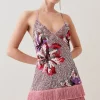 Outlet 🤩 Karen Millen Mixed Sequin & Beaded Fringed Mini 👗 Dress ✨ -OCCASION DRESSES Sale2023 bkk06694 silver xl