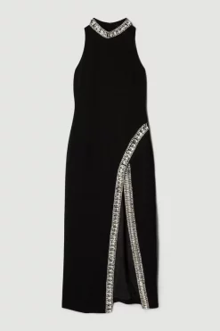 Coupon ❤️ Karen Millen Tall Crystal Embellished Woven Maxi 👗 Dress ⌛ -OCCASION DRESSES Sale2023 bkk06701 black xl 3