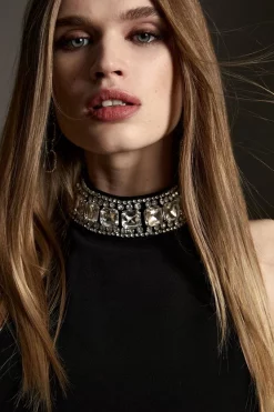 Coupon ❤️ Karen Millen Tall Crystal Embellished Woven Maxi 👗 Dress ⌛ -OCCASION DRESSES Sale2023 bkk06701 black xl 4