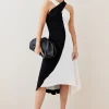 Discount 😀 Karen Millen Soft Tailored Colour Block Halter Midi 👗 Dress 🥰