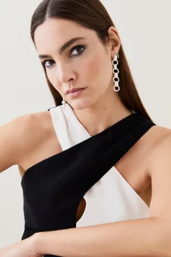 Discount 😀 Karen Millen Soft Tailored Colour Block Halter Midi 👗 Dress 🥰 -OCCASION DRESSES Sale2023 bkk06772 mono xl 2