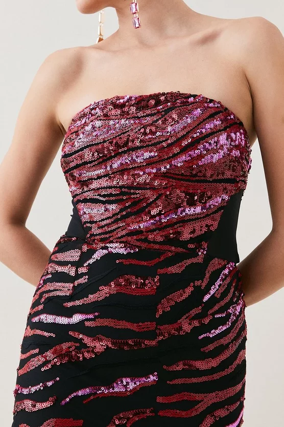 Top 10 🥰 Karen Millen Petite Abstract Sequin Bandeau 👗 Dress 🎉 3 Top 10 🥰 Karen Millen Petite Abstract Sequin Bandeau 👗 Dress 🎉 - Image 2