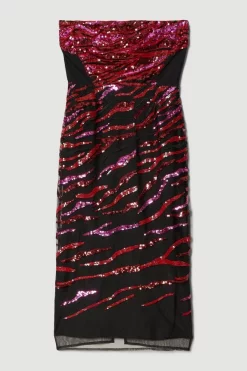 Coupon 🥰 Karen Millen Abstract Sequin And Embroidery Bandeau 👗 Dress 🥰 -OCCASION DRESSES Sale2023 bkk06809 pink xl 3