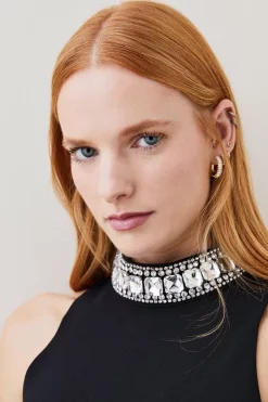 Best deal 💯 Karen Millen Tall Crystal Embellished Woven Mini 👗 Dress 🤩 -OCCASION DRESSES Sale2023 bkk06833 black xl 4