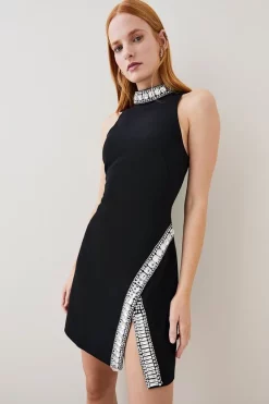Best deal 💯 Karen Millen Tall Crystal Embellished Woven Mini 👗 Dress 🤩 -OCCASION DRESSES Sale2023 bkk06833 black xl 5