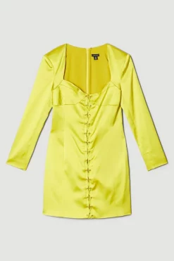 Hot Sale ⌛ Karen Millen Italian Structured Satin Tie Front Mini 👗 Dress 🎉 12 Hot Sale ⌛ Karen Millen Italian Structured Satin Tie Front Mini 👗 Dress 🎉 -OCCASION DRESSES Sale2023 bkk06844 lime xl 3
