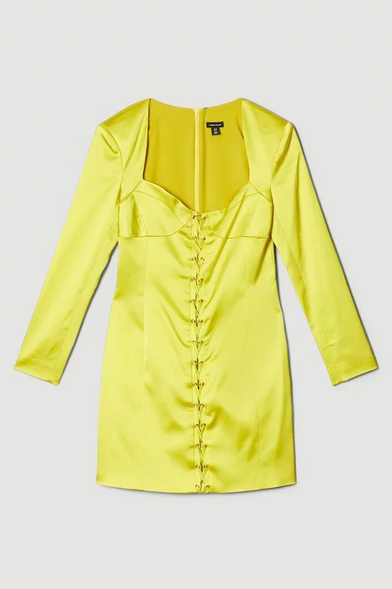 Hot Sale ⌛ Karen Millen Italian Structured Satin Tie Front Mini 👗 Dress 🎉 6 Hot Sale ⌛ Karen Millen Italian Structured Satin Tie Front Mini 👗 Dress 🎉 - Image 4