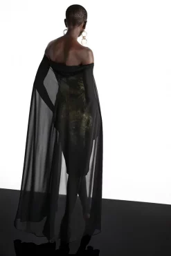 Flash Sale 🧨 Karen Millen Weston Abstract Crystal Print Midi Cape 👗 Dress 😉 -OCCASION DRESSES Sale2023 bkk06863 black xl 2