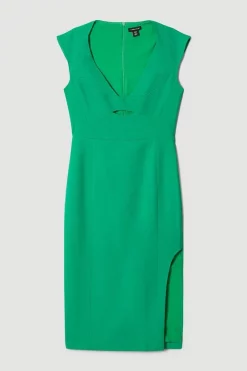 New ⌛ Karen Millen Structured Crepe Pencil Midi 👗 Dress 🔔 -OCCASION DRESSES Sale2023 bkk06901 green xl 3