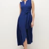 Coupon 🥰 Karen Millen Compact Stretch Viscose Waterfall Midi 👗 Dress 🔔