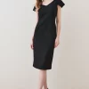 Discount 👍 Karen Millen Structured Crepe Cross Detail Midi 👗 Dress 😀 -OCCASION DRESSES Sale2023 bkk06911 black xl