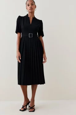 Deals ⌛ Karen Millen Tall Structured Crepe Belted Forever Midi 👗 Dress 👏