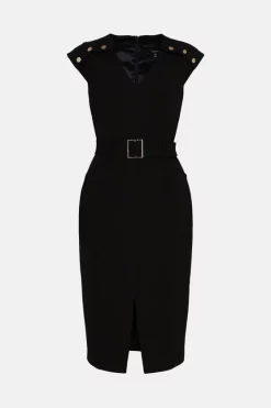 Deals ⌛ Karen Millen Tall Structured Crepe Belted Forever Midi 👗 Dress 👏 -OCCASION DRESSES Sale2023 bkk06929 black xl 5