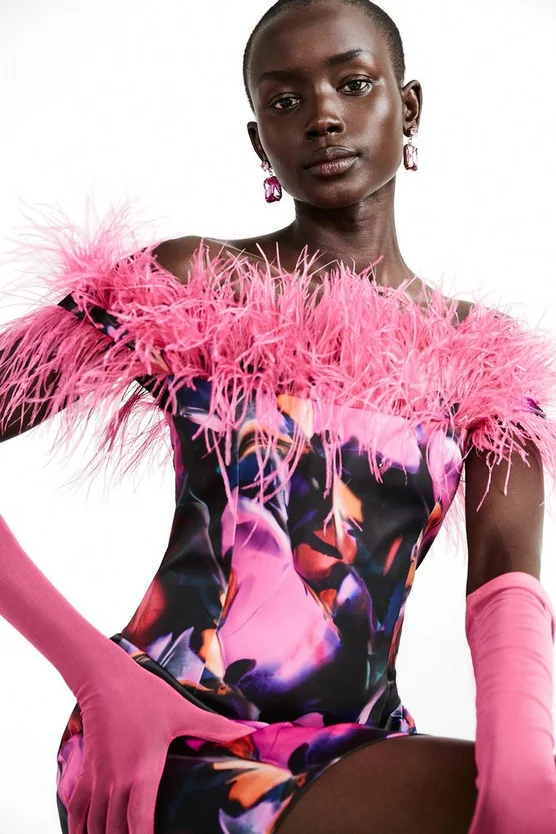 Top 10 ๐ฅฐ Karen Millen Weston Marble Print Feather Bardot Mini ๐ Dress โจ 4 Top 10 ๐ฅฐ Karen Millen Weston Marble Print Feather Bardot Mini ๐ Dress โจ - Image 2