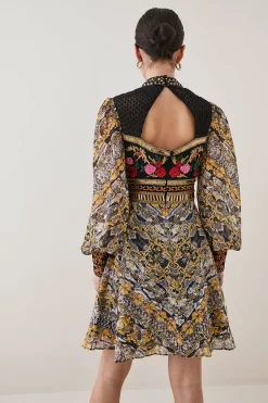 New 🤩 Karen Millen Petite Baroque Embroidered & Bead Mini 👗 Dress 👏 -OCCASION DRESSES Sale2023 bkk07044 multi xl 2