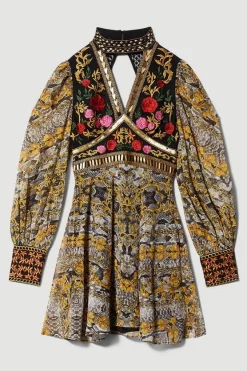 New 🤩 Karen Millen Petite Baroque Embroidered & Bead Mini 👗 Dress 👏 -OCCASION DRESSES Sale2023 bkk07044 multi xl 3
