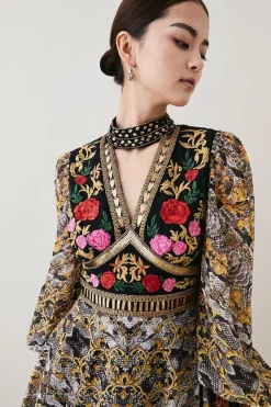 New 🤩 Karen Millen Petite Baroque Embroidered & Bead Mini 👗 Dress 👏 -OCCASION DRESSES Sale2023 bkk07044 multi xl 4