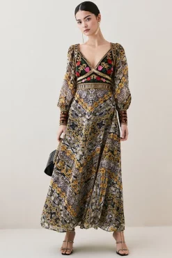 Best Sale 🔔 Karen Millen Petite Baroque Embroidered & Bead Midi 👗 Dress 🥰