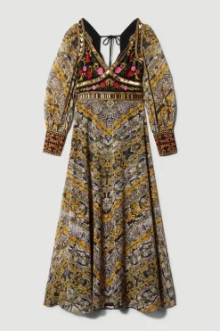 Best Sale 🔔 Karen Millen Petite Baroque Embroidered & Bead Midi 👗 Dress 🥰 -OCCASION DRESSES Sale2023 bkk07045 multi xl 3