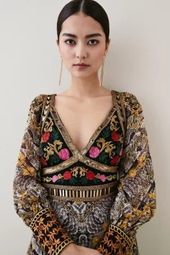 Best Sale 🔔 Karen Millen Petite Baroque Embroidered & Bead Midi 👗 Dress 🥰 -OCCASION DRESSES Sale2023 bkk07045 multi xl 4