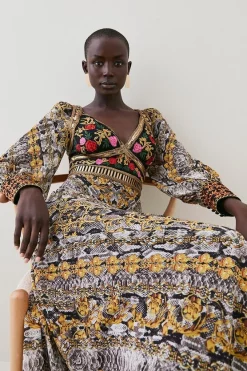 New ⭐ Karen Millen Baroque Embroidered And Bead Woven Midi 👗 Dress ✔️ -OCCASION DRESSES Sale2023 bkk07047 multi xl 4