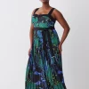 Discount ✨ Karen Millen Plus Size Top Stitch Pleated Butterfly Woven Midi 👗 Dress 🔥 -OCCASION DRESSES Sale2023 bkk07052 green xl