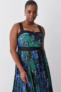 Discount ✨ Karen Millen Plus Size Top Stitch Pleated Butterfly Woven Midi 👗 Dress 🔥 -OCCASION DRESSES Sale2023 bkk07052 green xl 4
