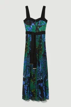 Cheapest ✔️ Karen Millen Top Stitch Pleated Butterfly Detail Woven Midi 👗 Dress 🤩 -OCCASION DRESSES Sale2023 bkk07053 green xl 3