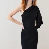 Brand new ⌛ Karen Millen Compact Viscose Cape Pencil Midi 👗 Dress 🌟 -OCCASION DRESSES Sale2023 bkk07065 black xl