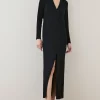 Wholesale 🔔 Karen Millen Compact Viscose Sleeved Split Front Maxi 👗 Dress 🤩 -OCCASION DRESSES Sale2023 bkk07072 black xl