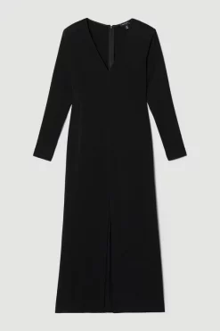 Wholesale 🔔 Karen Millen Compact Viscose Sleeved Split Front Maxi 👗 Dress 🤩 -OCCASION DRESSES Sale2023 bkk07072 black xl 3