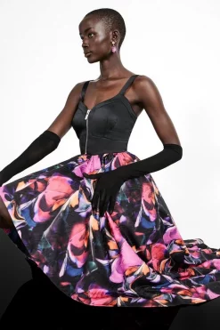 Buy 😉 Karen Millen Marble Jacquard Corset Bodice Woven 👗 Dress 👏 -OCCASION DRESSES Sale2023 bkk07093 multi xl 4